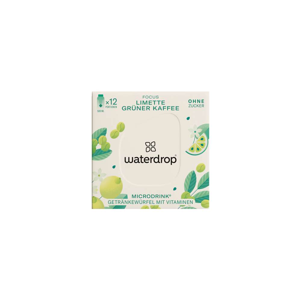 Microdrink, beverage cubes with vitamins, lime green coffee