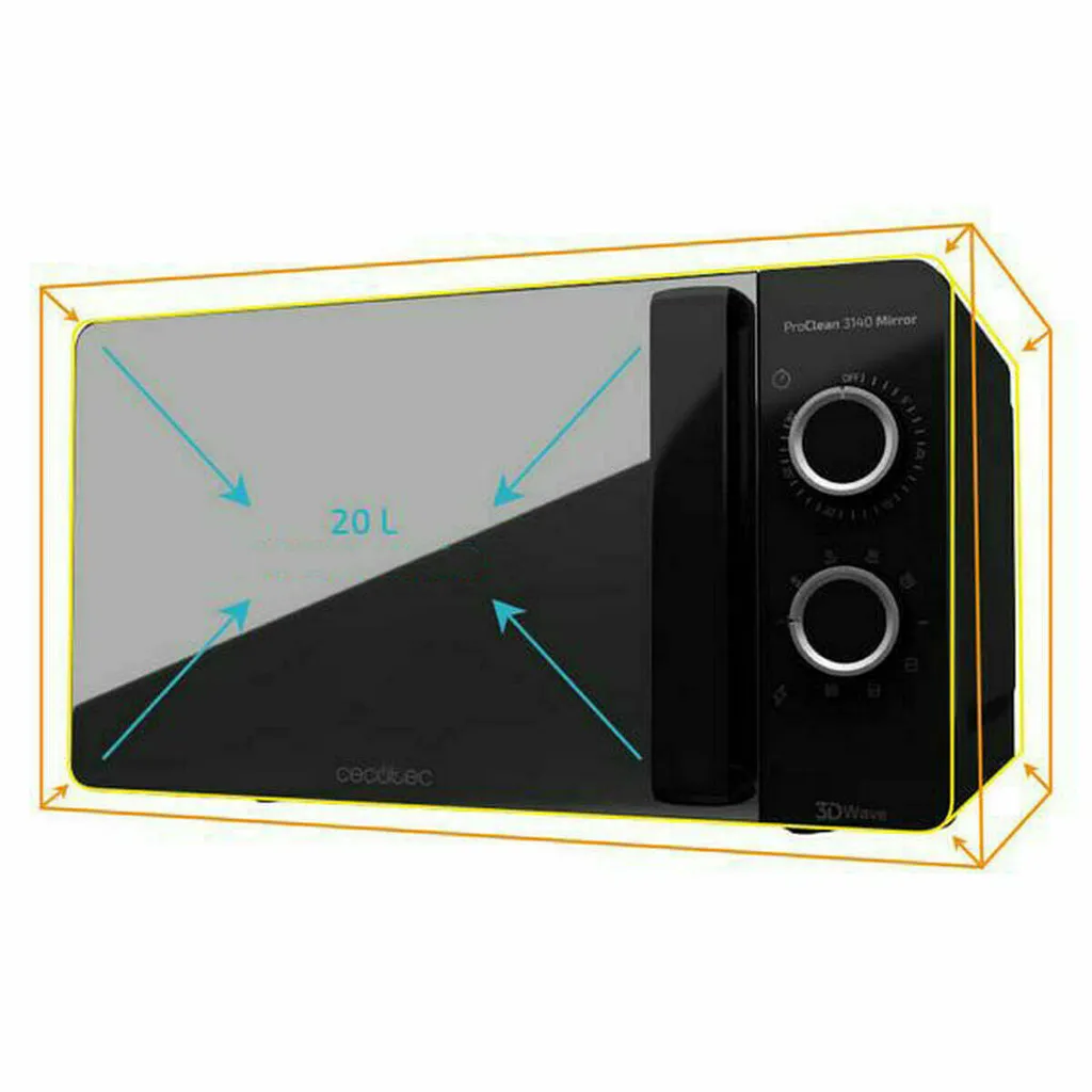 Cecotec ProClean 3140 Microwave with Grill, 20 L, 700W, Black