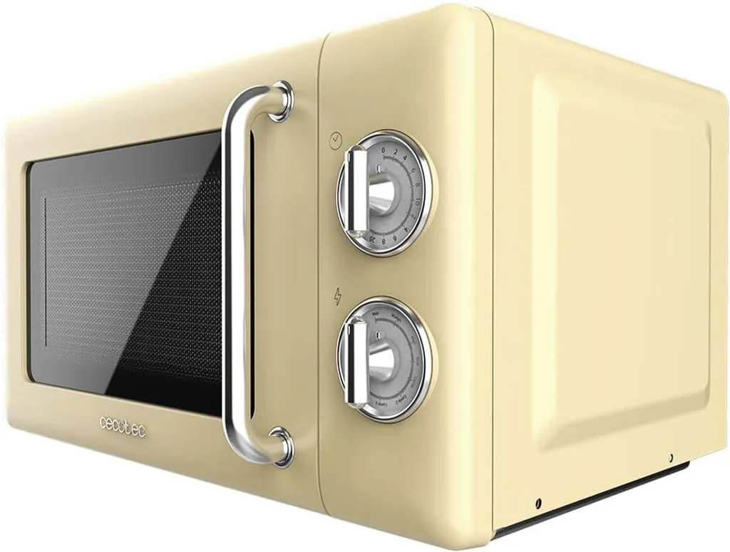 Cecotec Microwave oven with grill Proclean 3110 Retro Yellow Mechanical, 700 W, 6 power levels, timer up to 30 minutes, defrost mode, vintage design in yellow, steel finish