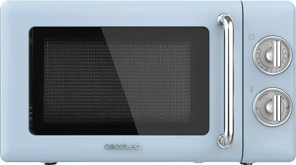 Cecotec Proclean 3010 Mechanical Microwave, 20 L Retro Blue, 700 W in 6 power levels, timer up to 30 minutes, defrost mode, vintage design in blue, steel finish