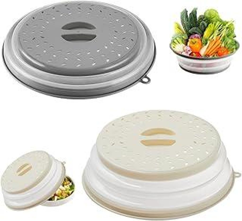 Akhan Foldable Microwave Cover, 2-Pack, Microwave Cover, Microwave Cover with Steam Holes for Fruit and Vegetables/Microwave