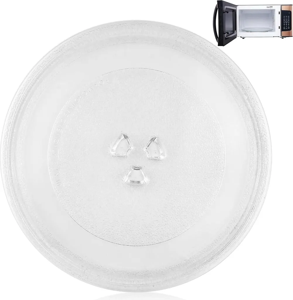 snq Microwave glass plate 24.5 cm, microwave microwave plate, turntable glass plate microwave accessory, replacement turntable Y-shaped for microwave