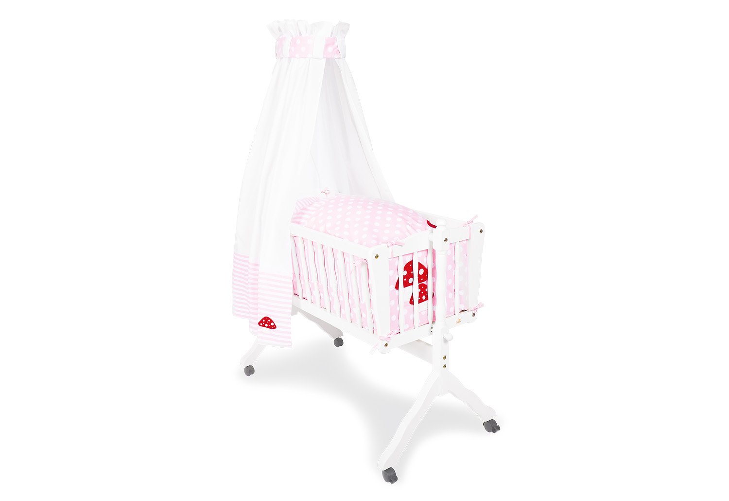 Pinolino 63969-7 Fabric Cot Set \'Lucky Mushroom\' Pink