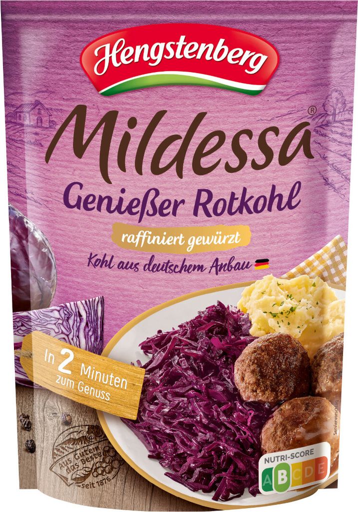 Hengstenberg Mildessa Gourmet Red Cabbage, refined spices, vegan, gluten-free, 400g