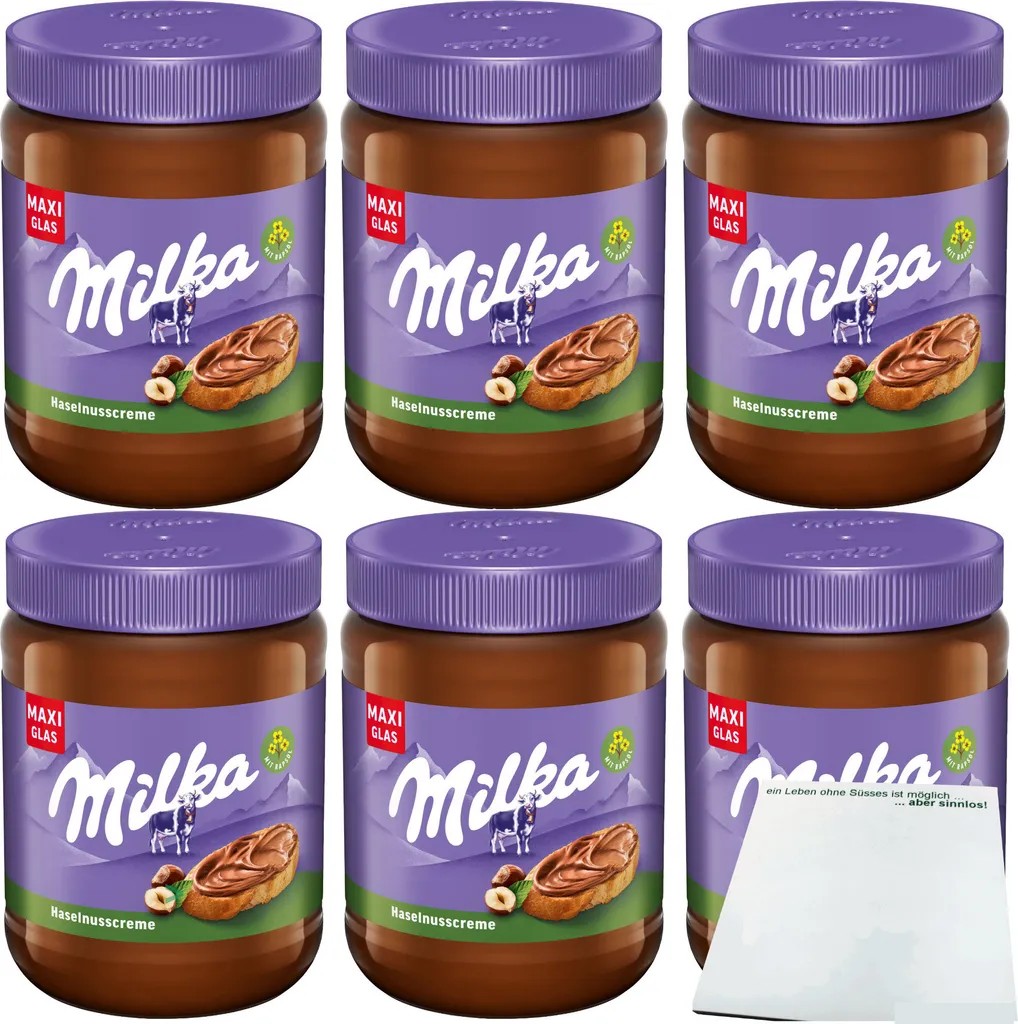 milka hazelnut cream spread 6-pack (6x600g MAXI jar) + usy block