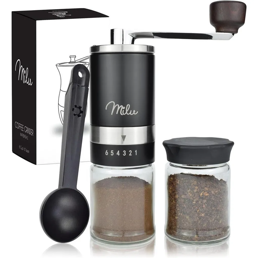 Milu Kids Milu Manual Coffee Grinder Hand Coffee Mill with Ceramic Grinding Mechanism Espresso Grinder Black