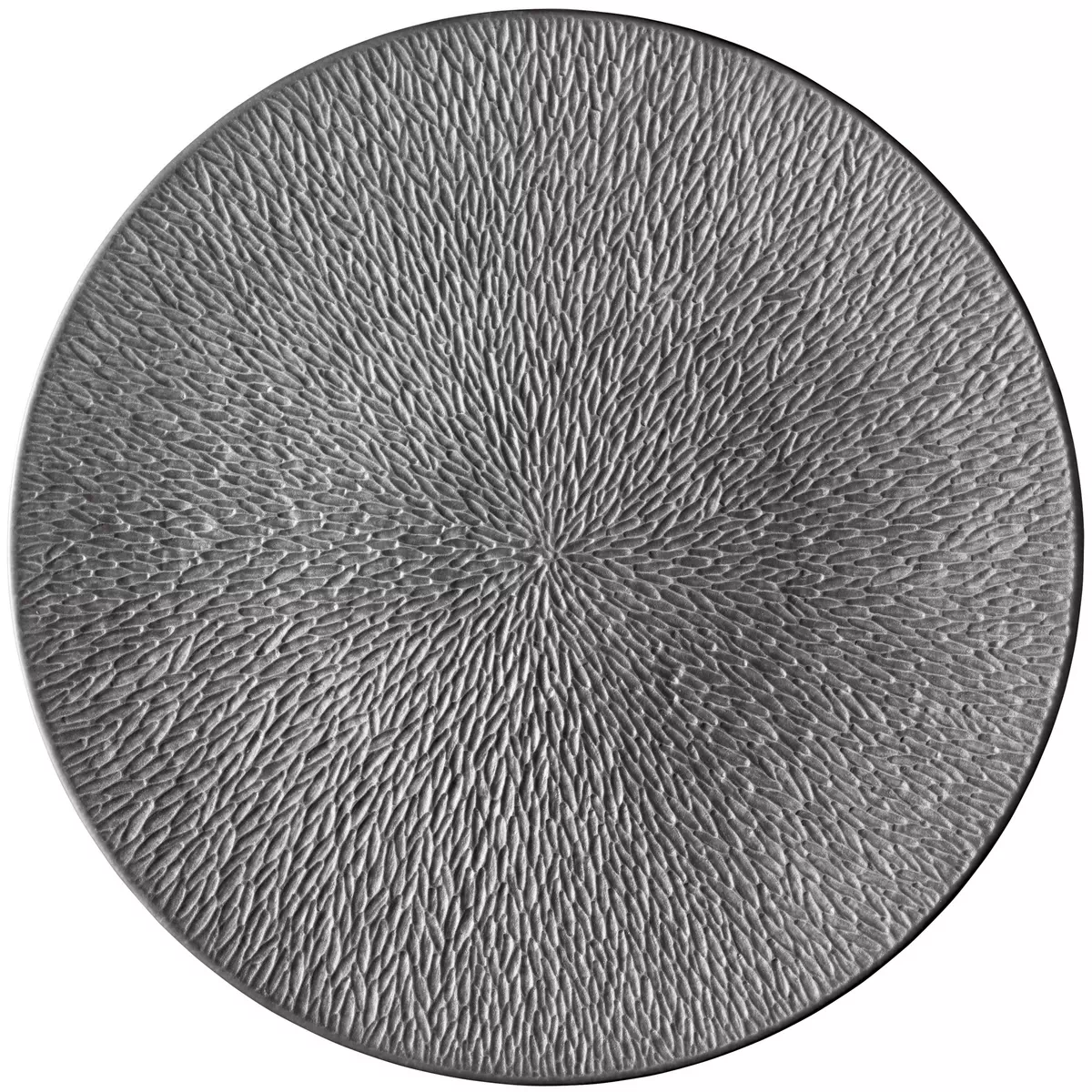 Minéral Irisé Dark Grey charger plate, engraved all over by Raynaud