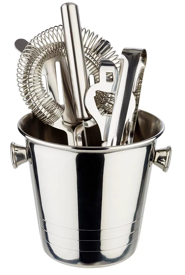 Mini ice bucket / champagne cooler D: 10.5 cm, H: 10 cm, I: 0.65 liters, stainless steel, 6 sets