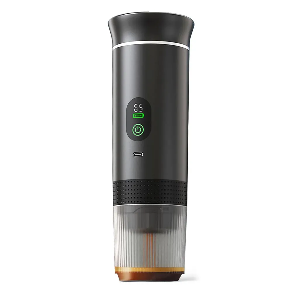 Slyrun Mini Espresso Capsule Machine, Portable, 20 Bar, 2500 mAh Battery, LCD Display, 60 ml Water Tank, Compact, Easy to Clean, Black