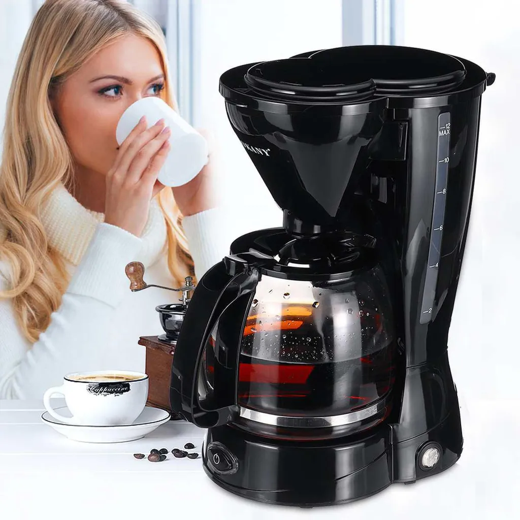 Welikera Mini filter coffee machine 1500ml with glass carafe & 12 cup capacity