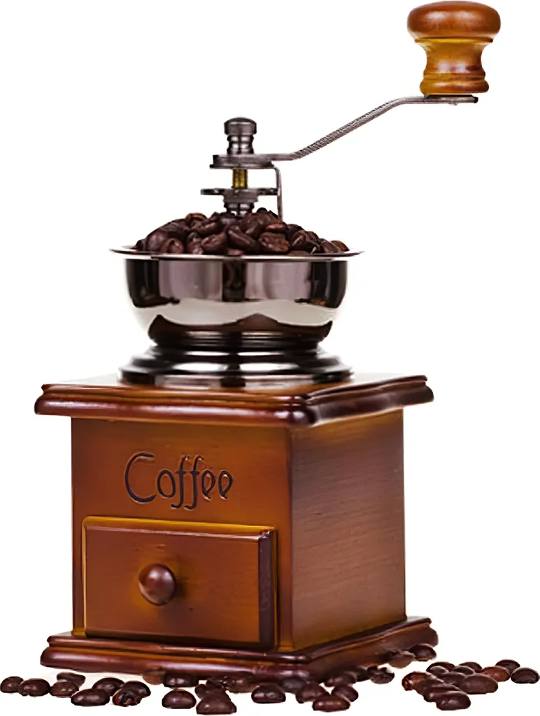 Welikera Mini Manual Coffee Grinder – Vintage Wooden Coffee Grinder for Decoration and Display, Antique Grinder for Ground Coffee, Classic Retro Style French Press
