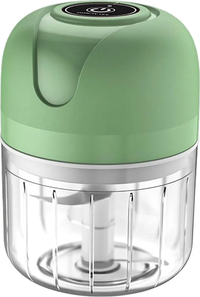 Slyrun Mini multi-chopper 250 ml, cordless, USB rechargeable, 80 W, glass container, 3 stainless steel blades, for garlic, ginger, chili, baby food, kitchen