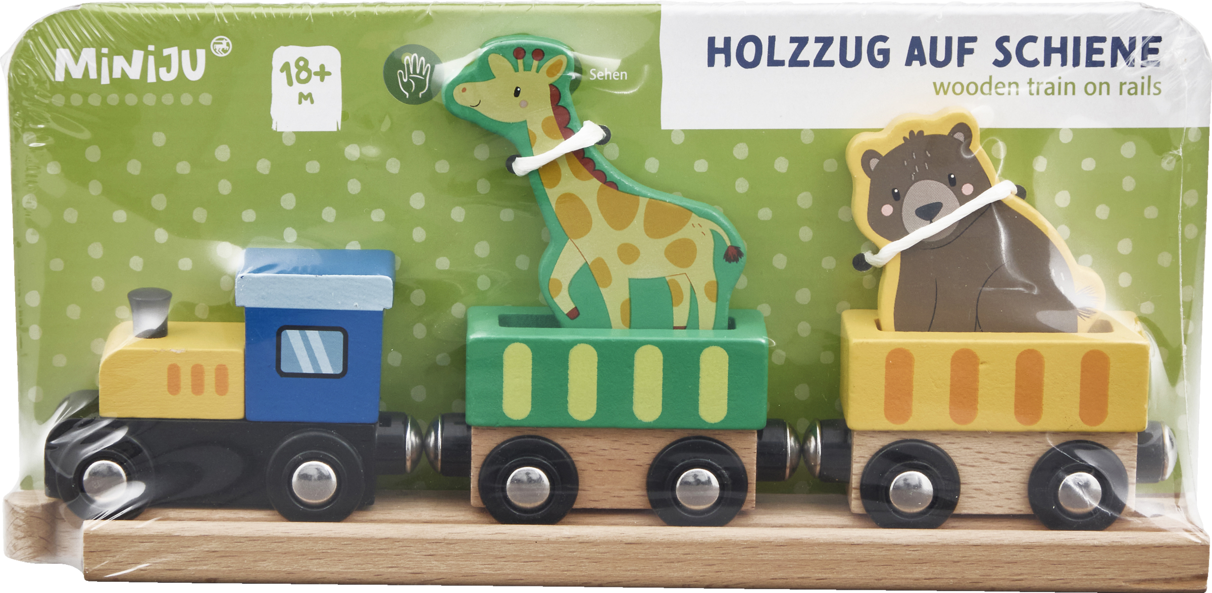 Miniju wooden vehicles on rails