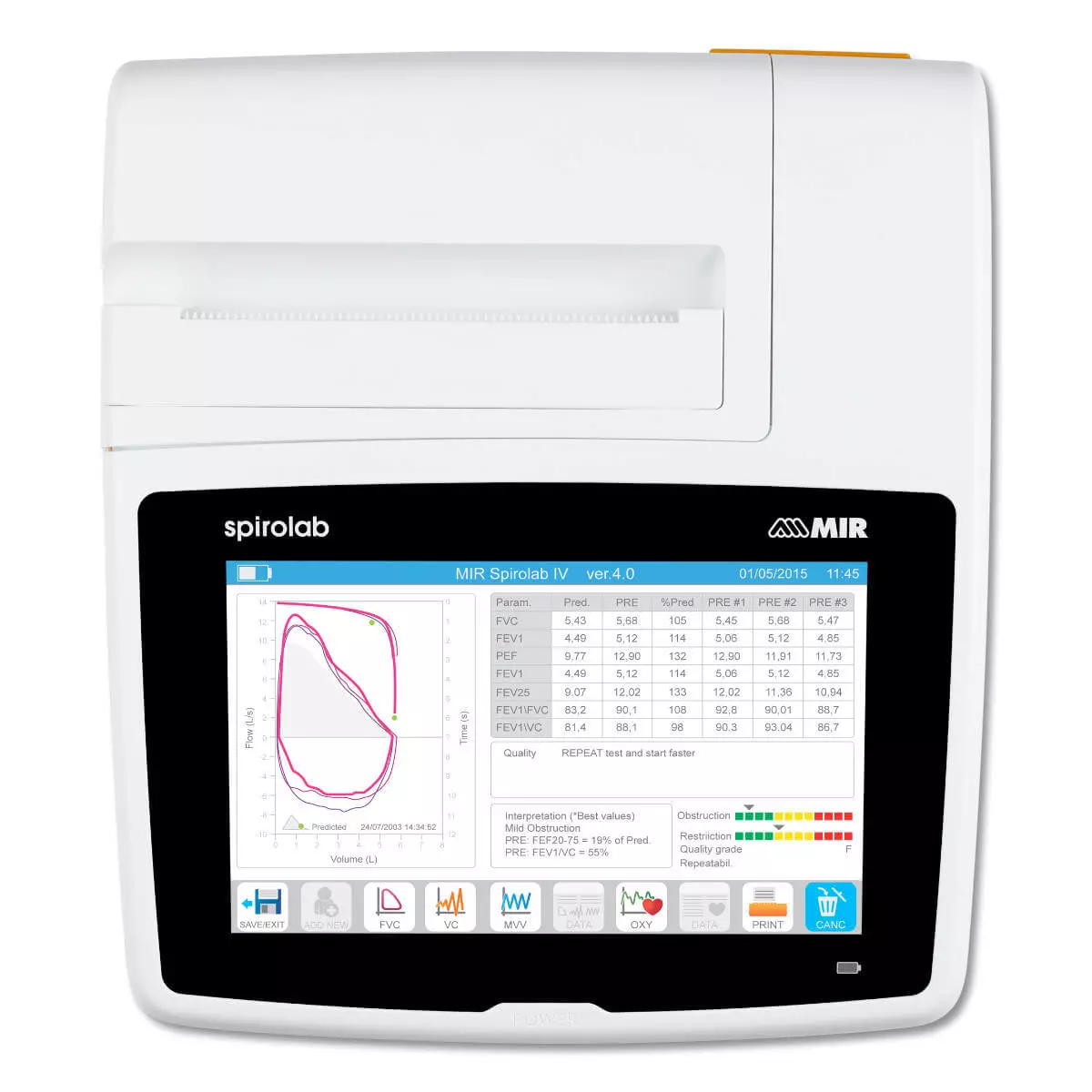 MIR Spirolab touchscreen desk spirometer