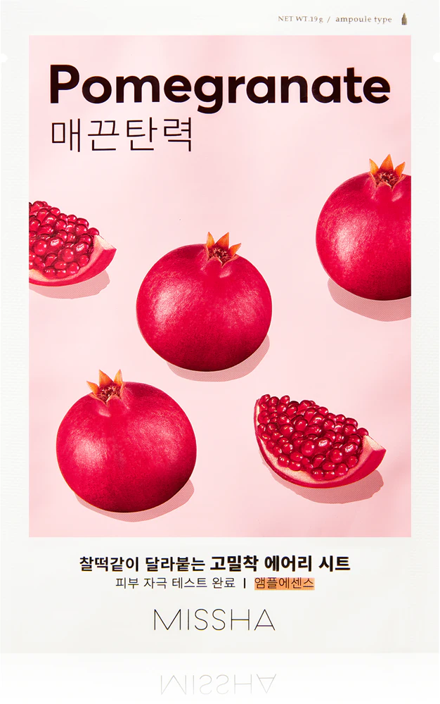 Missha Airy Fit Pomegranate cell layer mask with a calming effect for delicate skin