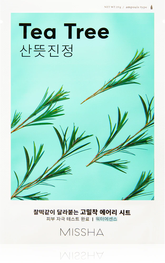 Missha Airy Fit Tea Tree cell layer mask with cleansing and refreshing effects for sensitive skin