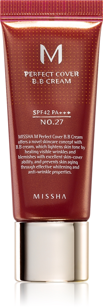 Missha M Perfect Cover BB cream with very high UV protection small pack Farbton No. 21 Light Beige SPF 42/PA+++ 20 ml