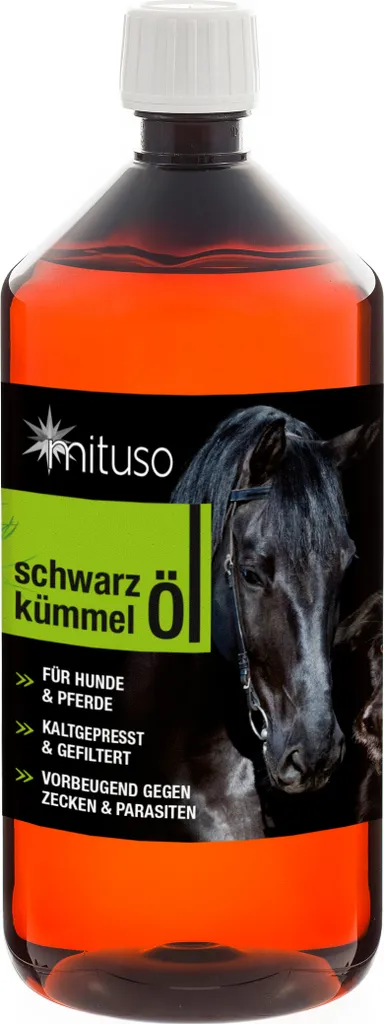 Ingo Steyer GmbH & Co. KG mituso Black Cumin Oil 1000ml for Dogs & Horses, cold-pressed