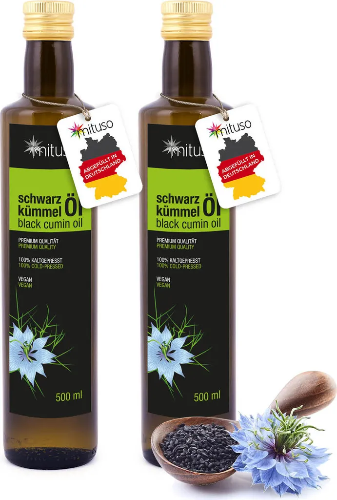 Ingo Steyer GmbH & Co. KG mituso black cumin oil 2x 500 ml, 100% pure and cold-pressed