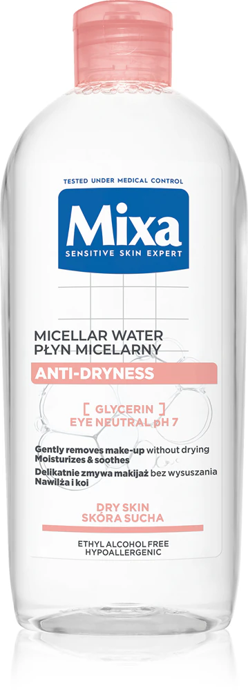 Mixa Anti-Dryness micellar water to prevent drying of the skin