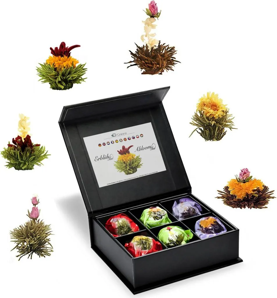 Creano Mixed 6-pack of flowering teas with magnetic closure (white/black/green tea) 42g