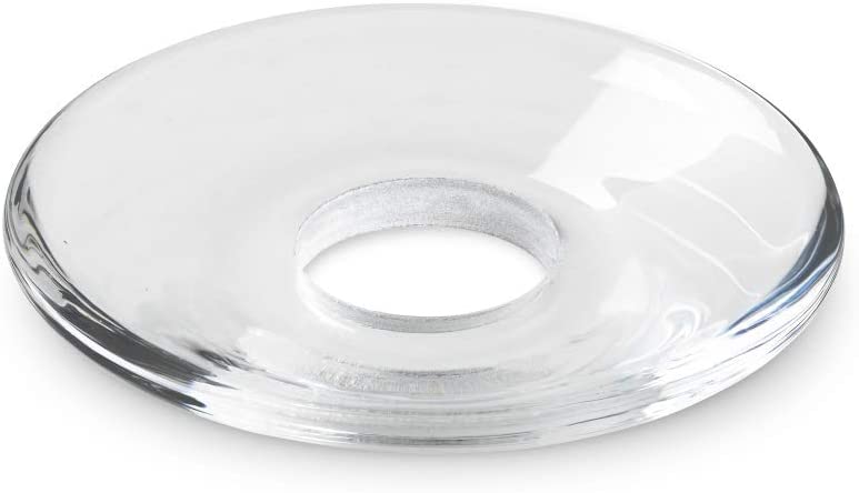 Holmegaard Lumi glass cuff diameter 8.5 cm, transparent, flat, handmade and hand-painted glass