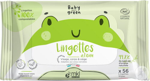 MKL Green Nature Baby Green Water Based Wet Wipes 56 pieces