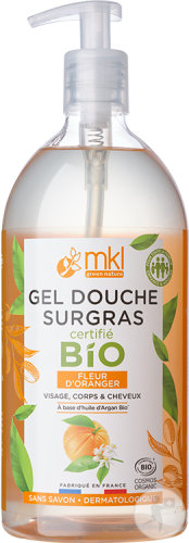 MKL Green Nature Moisturizing Shower Gel Orange Blossom Face Body Hair Organic Pump Bottle 1l