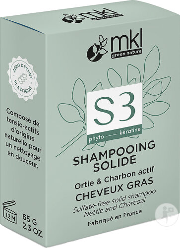 MKL Green Nature Solid Shampoo For Oily Hair Nettles and Charcoal Organic 65g