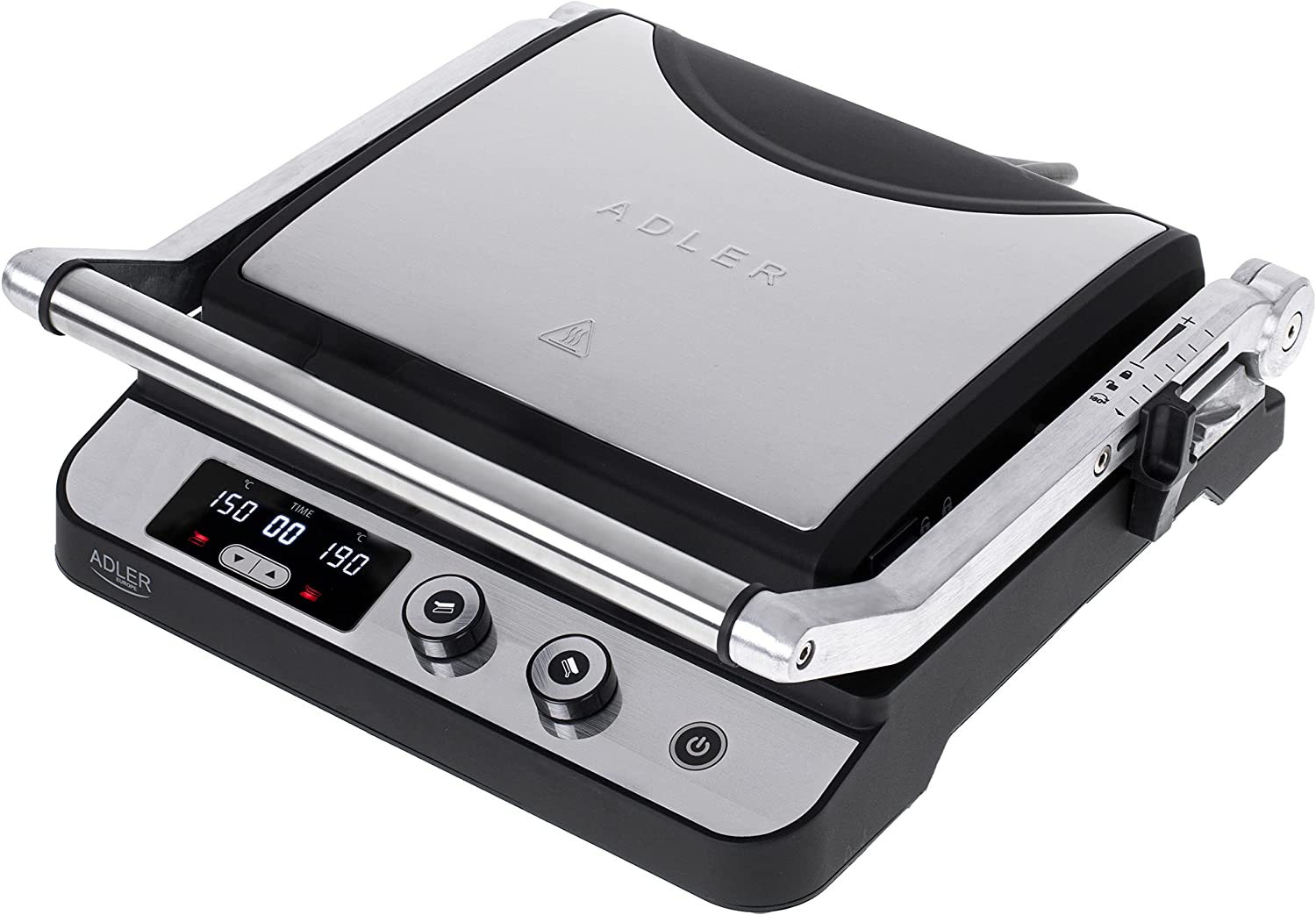 Jung Young Adler AD3059 Contact Grill 2-in-1, 2 removable plates, LED display, timer, double grill surface, separate temperature regulation, electric table grill, 3000 W, 36 x 36 x 14 cm