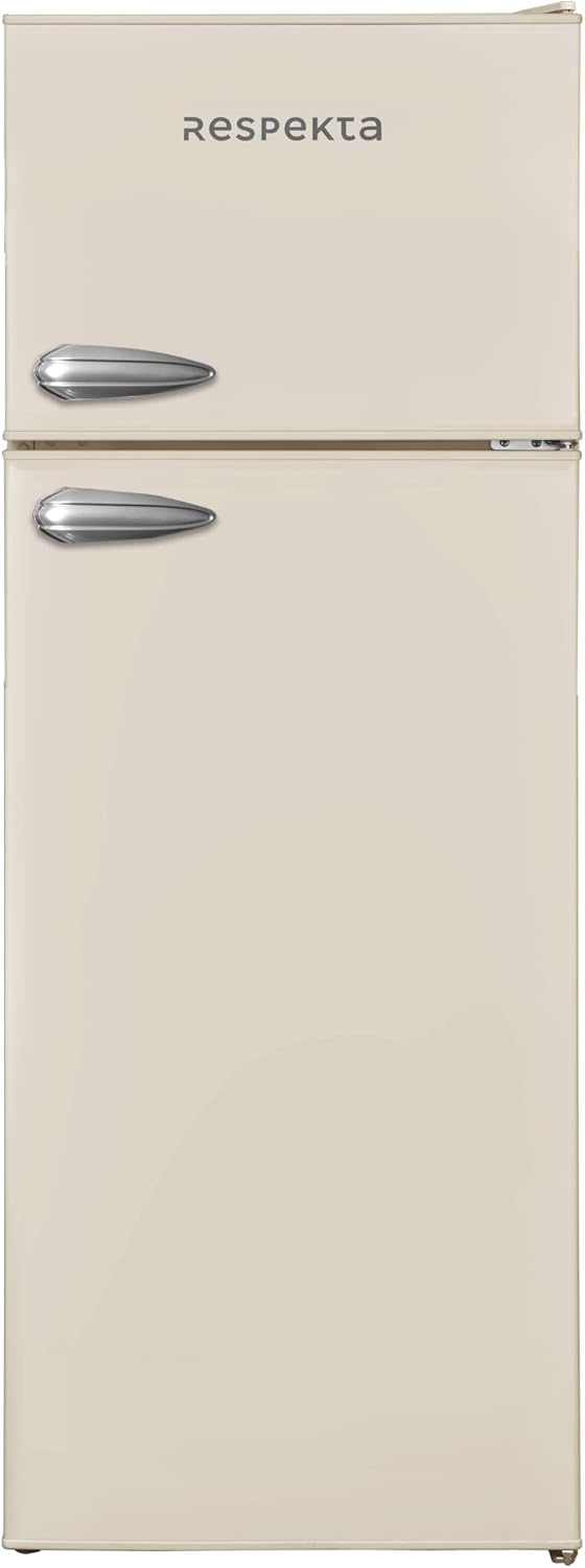 Respekta KS144VC Retro Fridge with Freezer / Cream / 145 x 54 cm / 213 L Capacity / Height-Adjustable Feet / Automatic Defrosting / Winter Switching / Quick Freezing Function