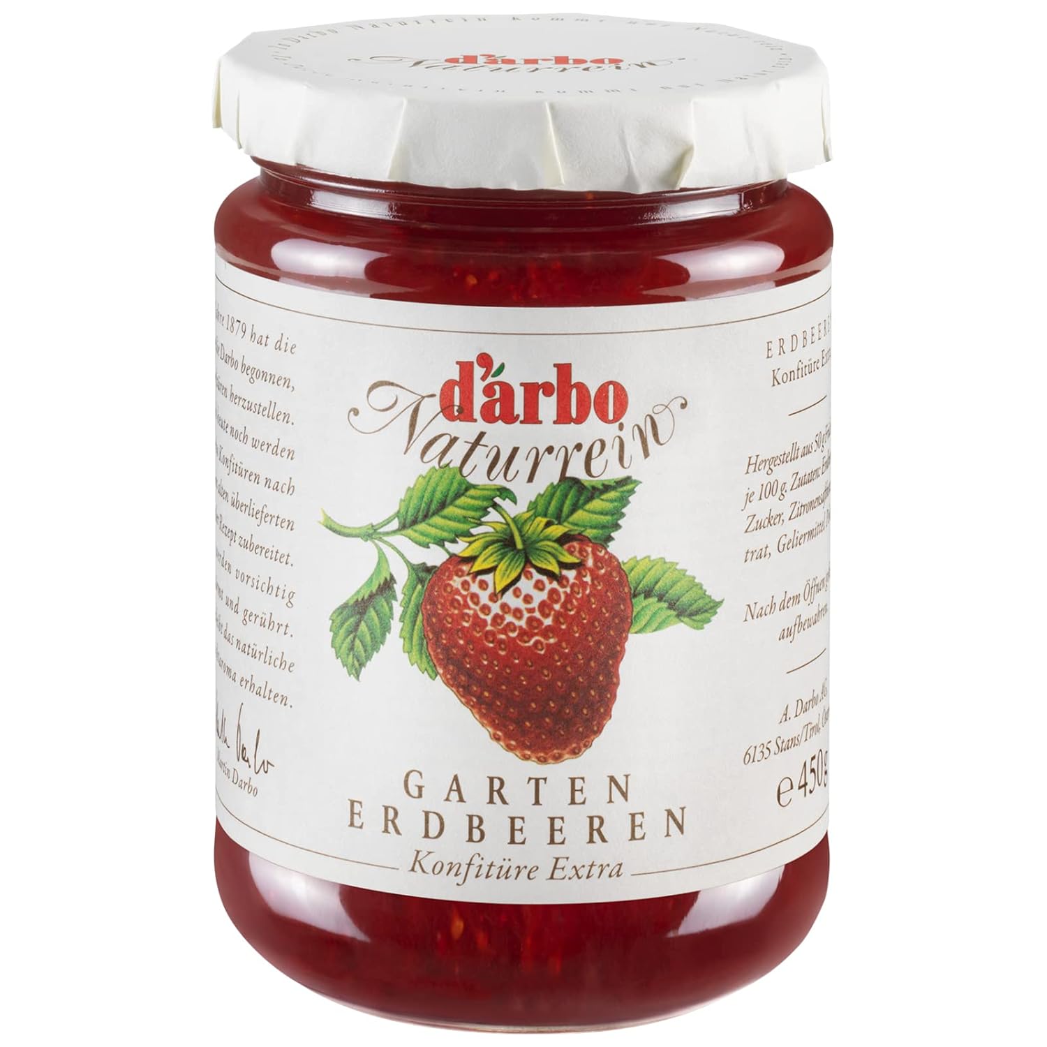Darbo Naturrein Strawberry Jam Extra, 450 g jar