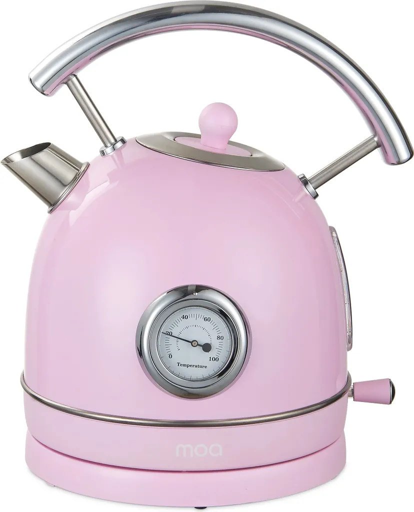 MOA Retro Kettle - 1.8 Liters - Electric Kettle - Anti-Limescale Filter - BPA-Free - Stainless Steel - 2200W - Pastel Pink
