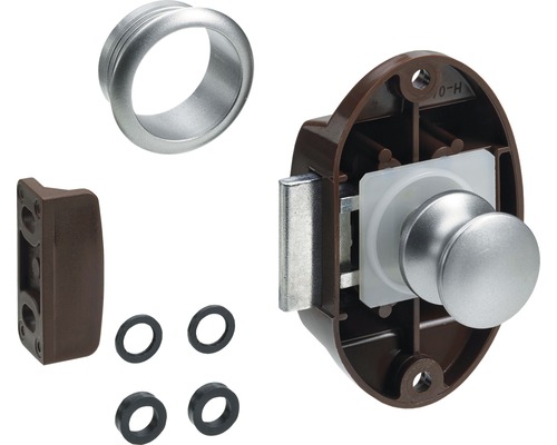 Hettich Furniture lock Push Lock Maxi complete set brown silver