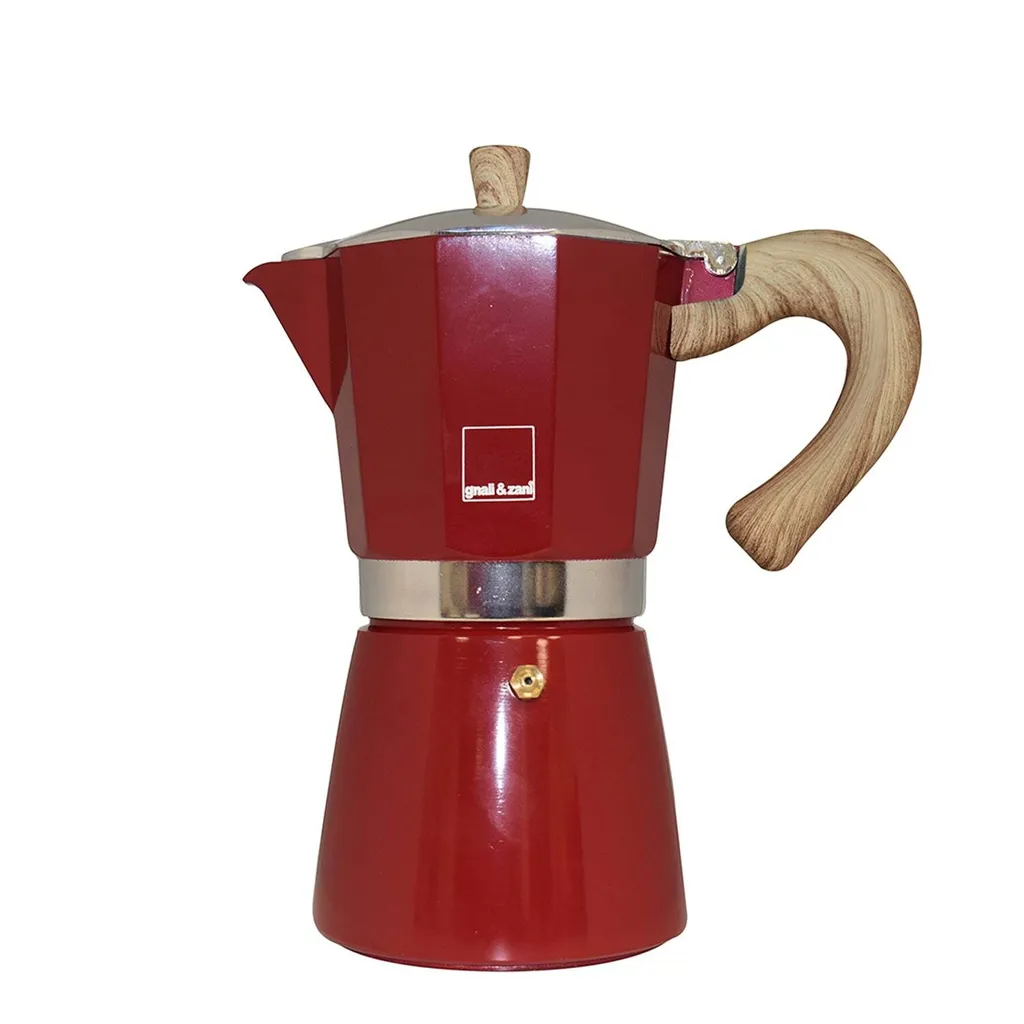 Win2Win Tech Moka coffee maker for 9 cups, made of aluminum, for induction hobs, red color, 9 cups