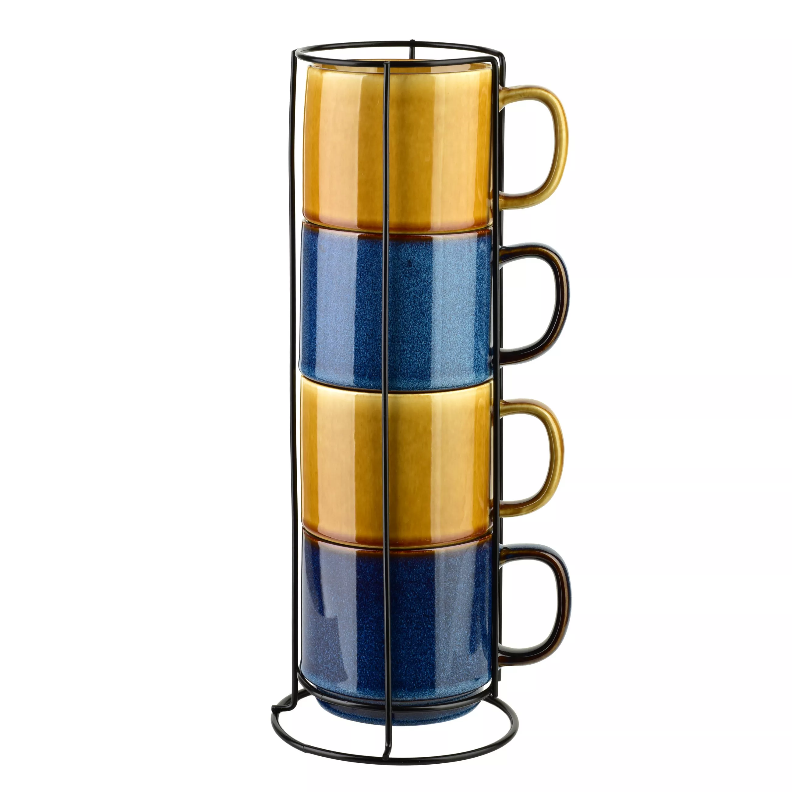 Mondex Evie Mug Set of 4, Blue, 15/15/36 cm, Porcelain