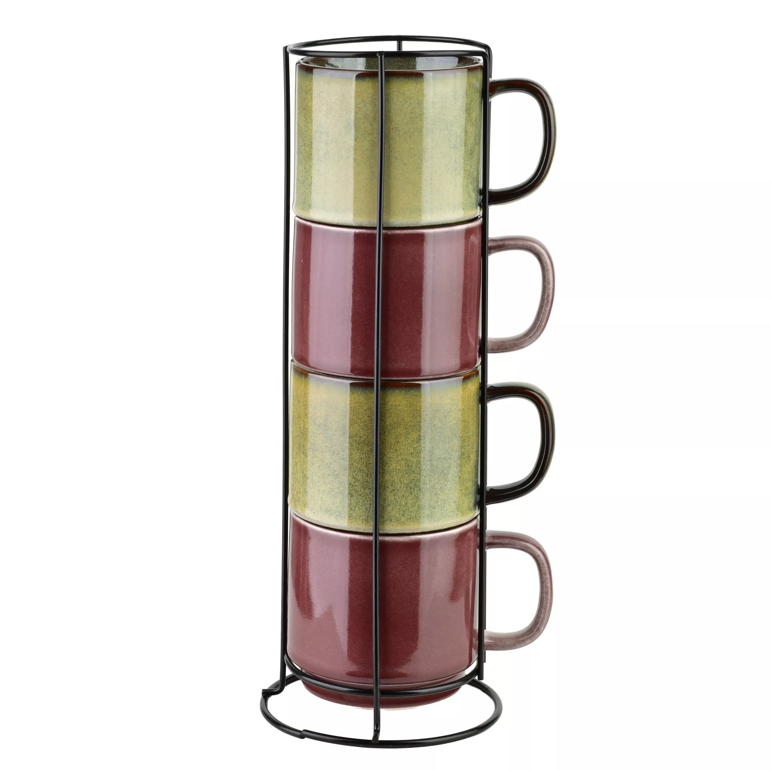 Mondex Evie Mug Set of 4, Light Green, 15/15/36 cm, Porcelain