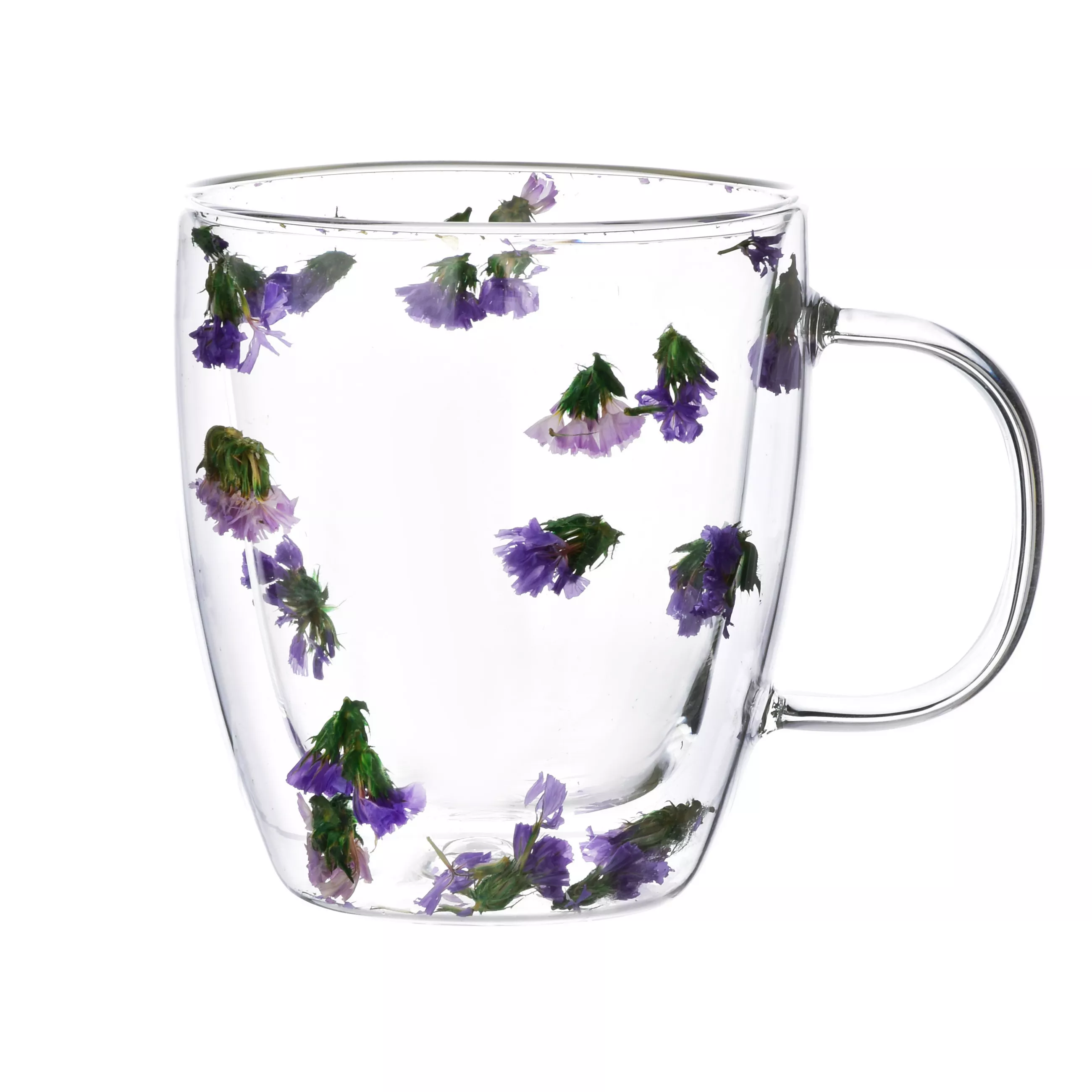Mondex Mug Peter Flowers Transparent Violet 11/11/12 cm Glass