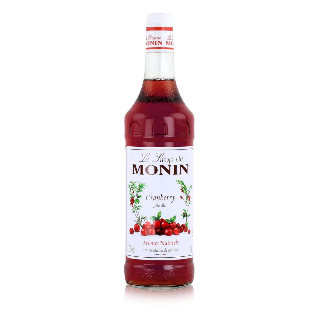 Monin Cranberry Syrup 1L - Cocktails Milkshakes Coffee Syrup (1 Pack)