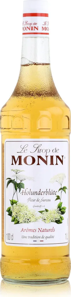 Monin Elderflower Syrup 1 Liter - Cocktails, Milkshakes, Coffee Syrup (1 Pack) 1000 ml