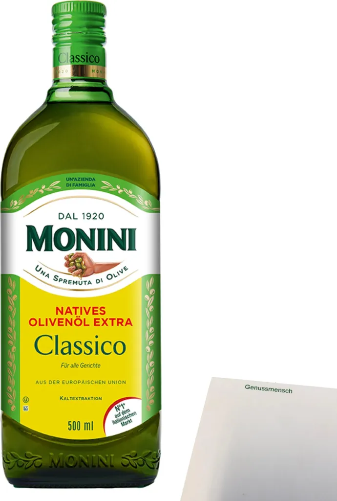 Monini Classico Extra Virgin Olive Oil (500ml bottle) + usy Block 500 ml