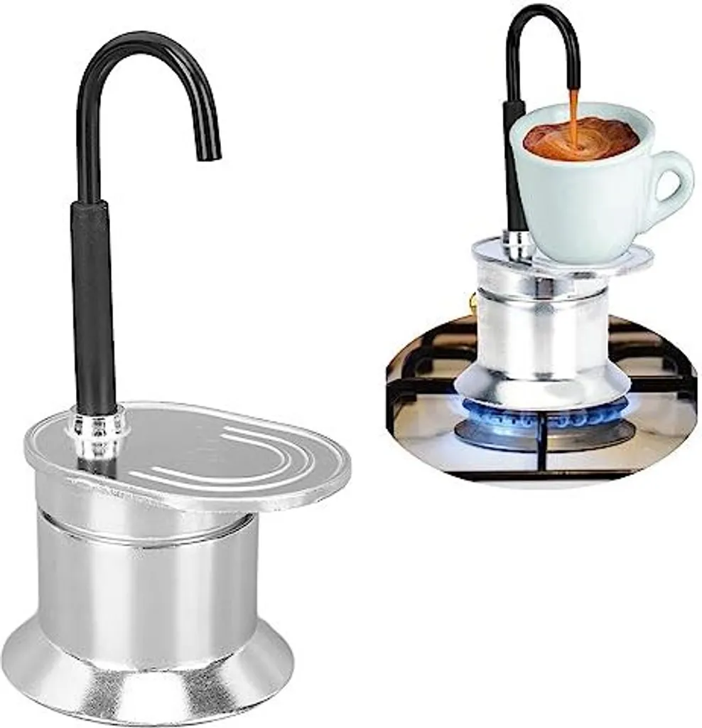 Ejoyous Monotube Moka pot, espresso machine, stainless steel machine, Moka pot, 1 cup, 50 ml, kettle, coffee maker for home, café, office