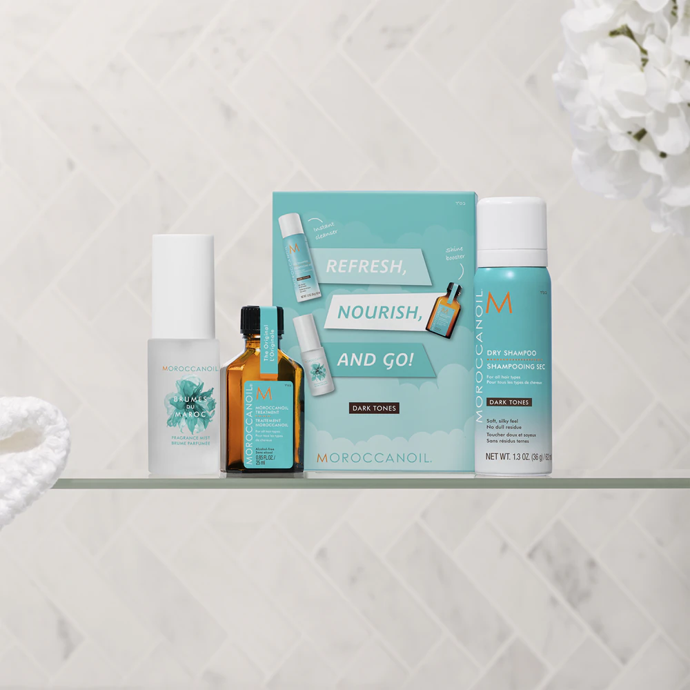 Moroccanoil Refresh, Nourish, and Go! (Dark Tones) Set for Dark Hair for Women