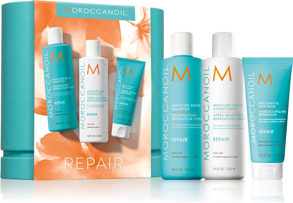 Moroccanoil Repair Kit Set for damaged, chemically treated hair