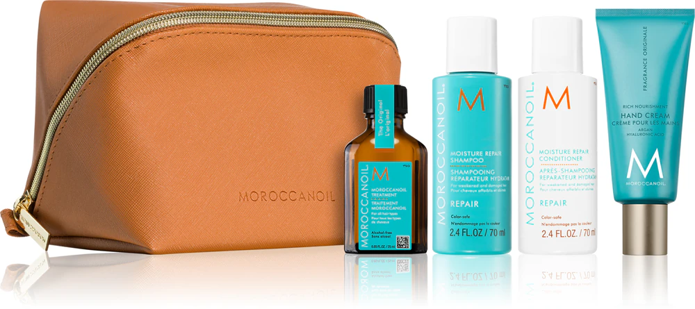 Moroccanoil Repair cosmetic travel set with regenerating effects