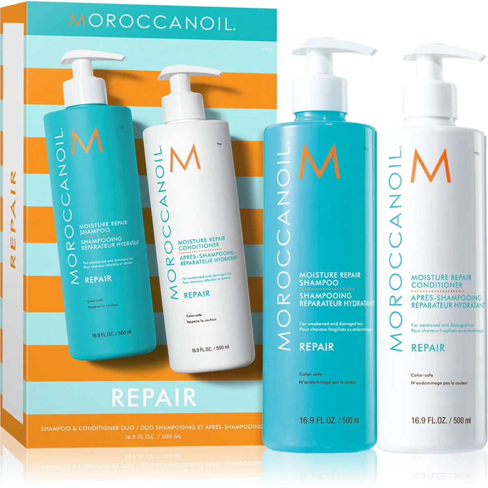 Moroccanoil Repair Shampoo & Conditioner Duo Set for damaged, chemically treated hair