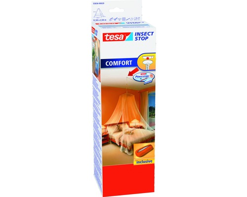 Mosquito net with ceiling hook tesa Insect Stop Comfort no drilling white 12.5x2.5 m