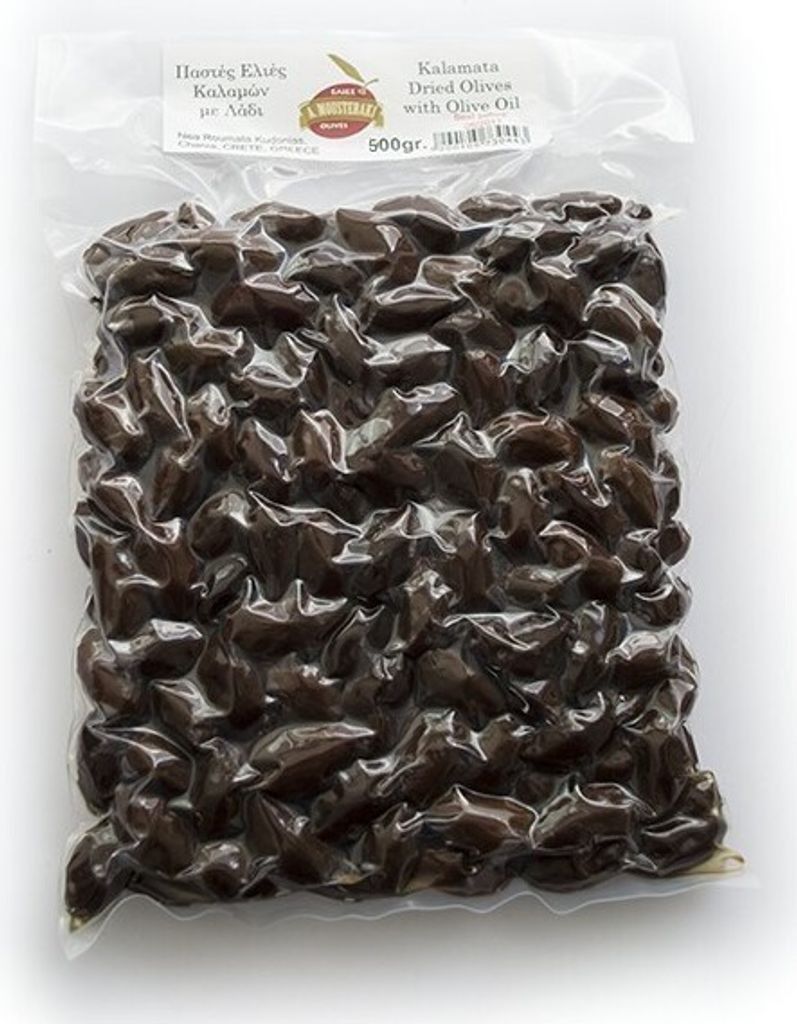 Fam. Mousterakis MOUSTERAKIS 07020 - KALAMATA Black Olives in salt - 500gr vacuum packed Kalamon