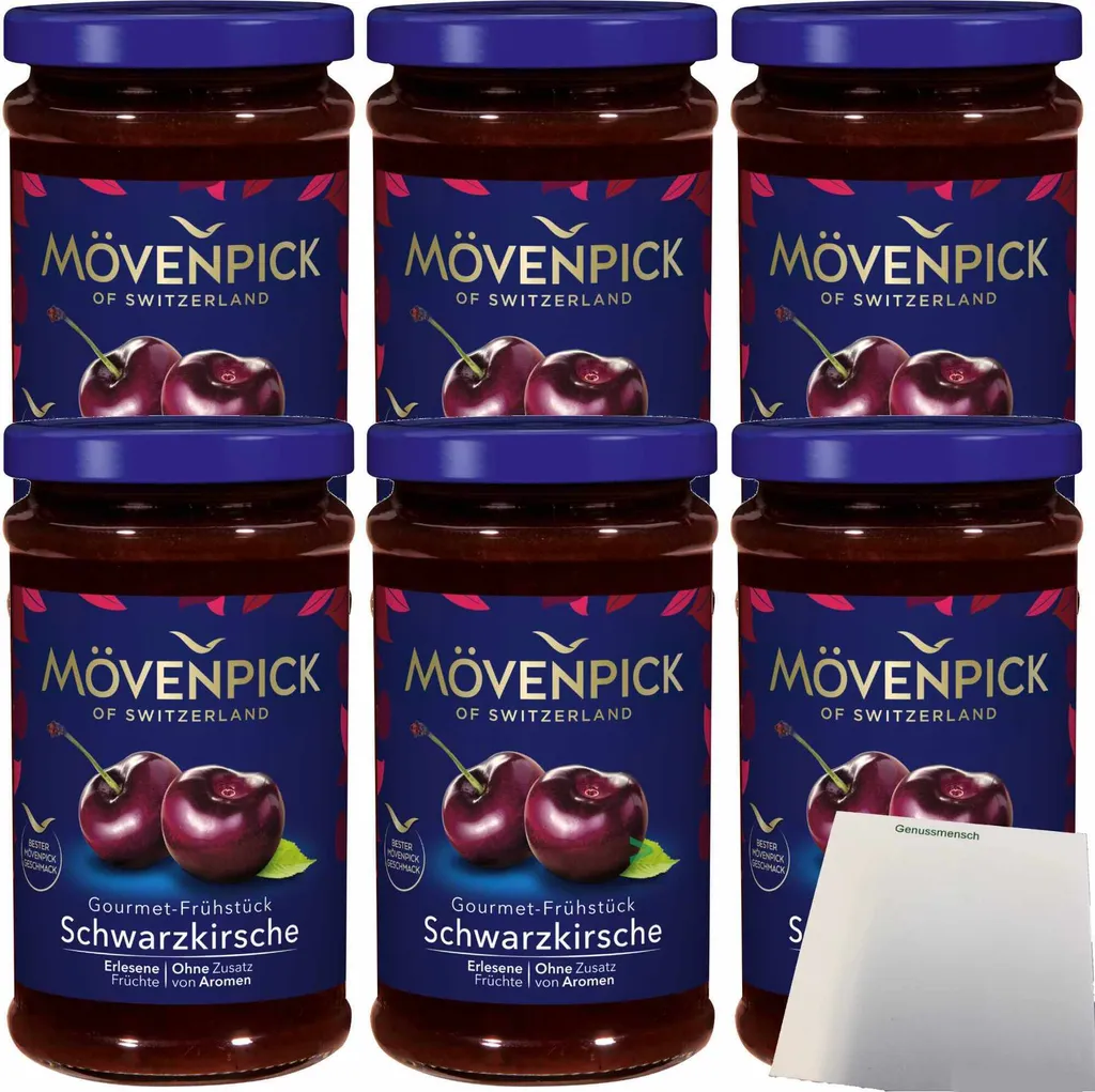Mövenpick Gourmet Breakfast Black Cherry Fruit Spread 6-pack (6x250g jar) + usy Block