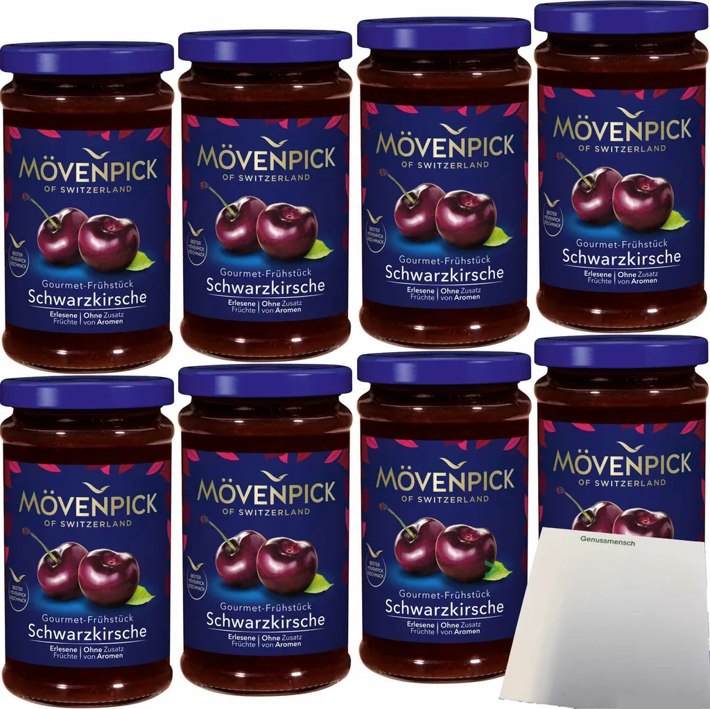 Mövenpick Gourmet Breakfast Black Cherry Fruit Spread VPE (8x250g Jar) + usy Block